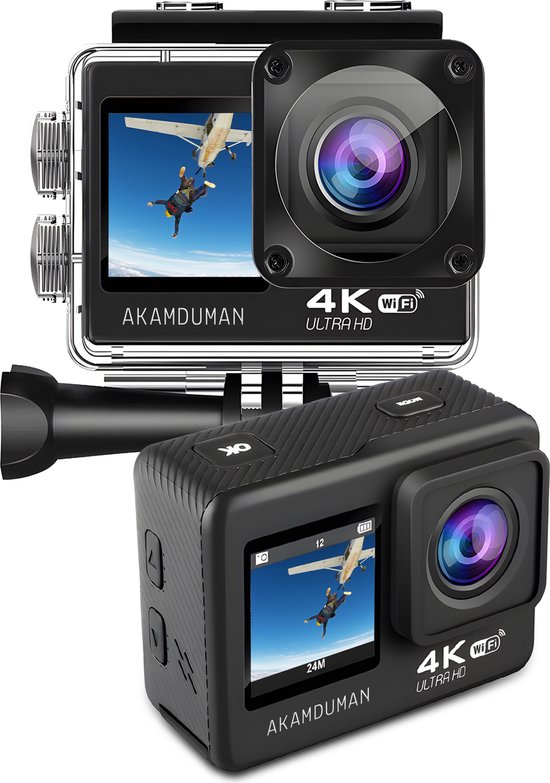 Akamduman® Action Camera 4K 24mp - Actie camera - Vlog camera - Fotocamera - Handycam - Onderwatercamera